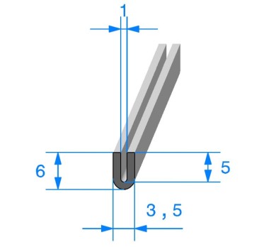 Profil en U caoutchouc pour butoirs